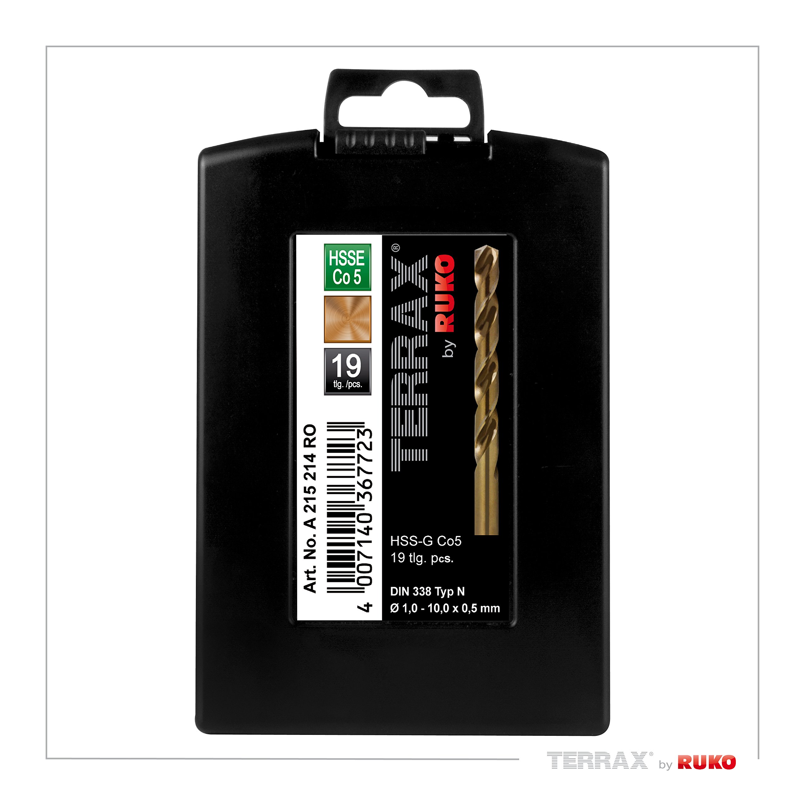 Terrax By Ruko - Juego Brocas Cilindricas Hss-E Co 5% 19P