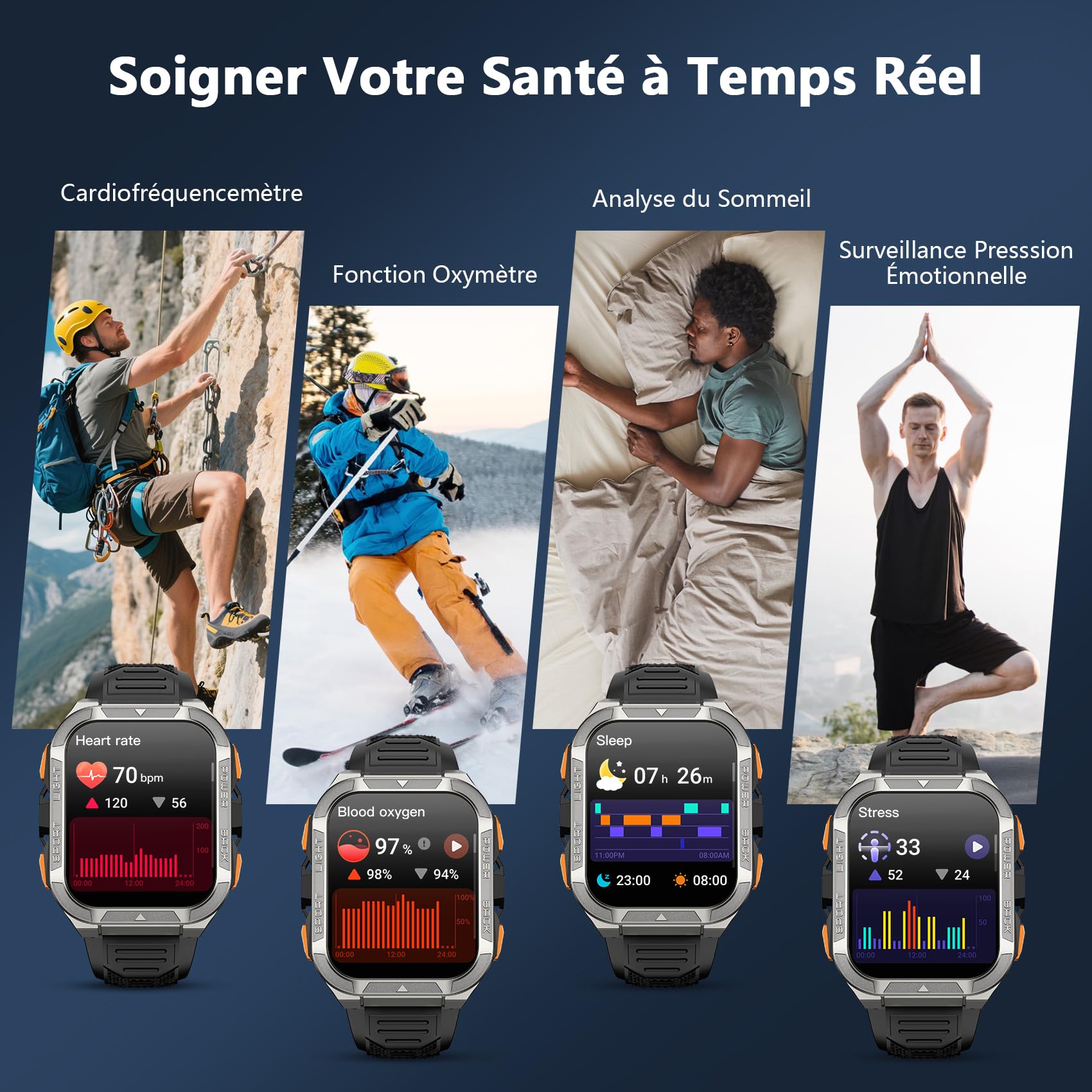 Blackview Montre Connectée Homme avec GPS Intégré, Montre Connectée Appel Bluetoot 900 mAh Batterie, Montre Sport avec Podometre,110+ Sportifs,Suivi Santé et Sommeil, Smart Watch pour Android iOS