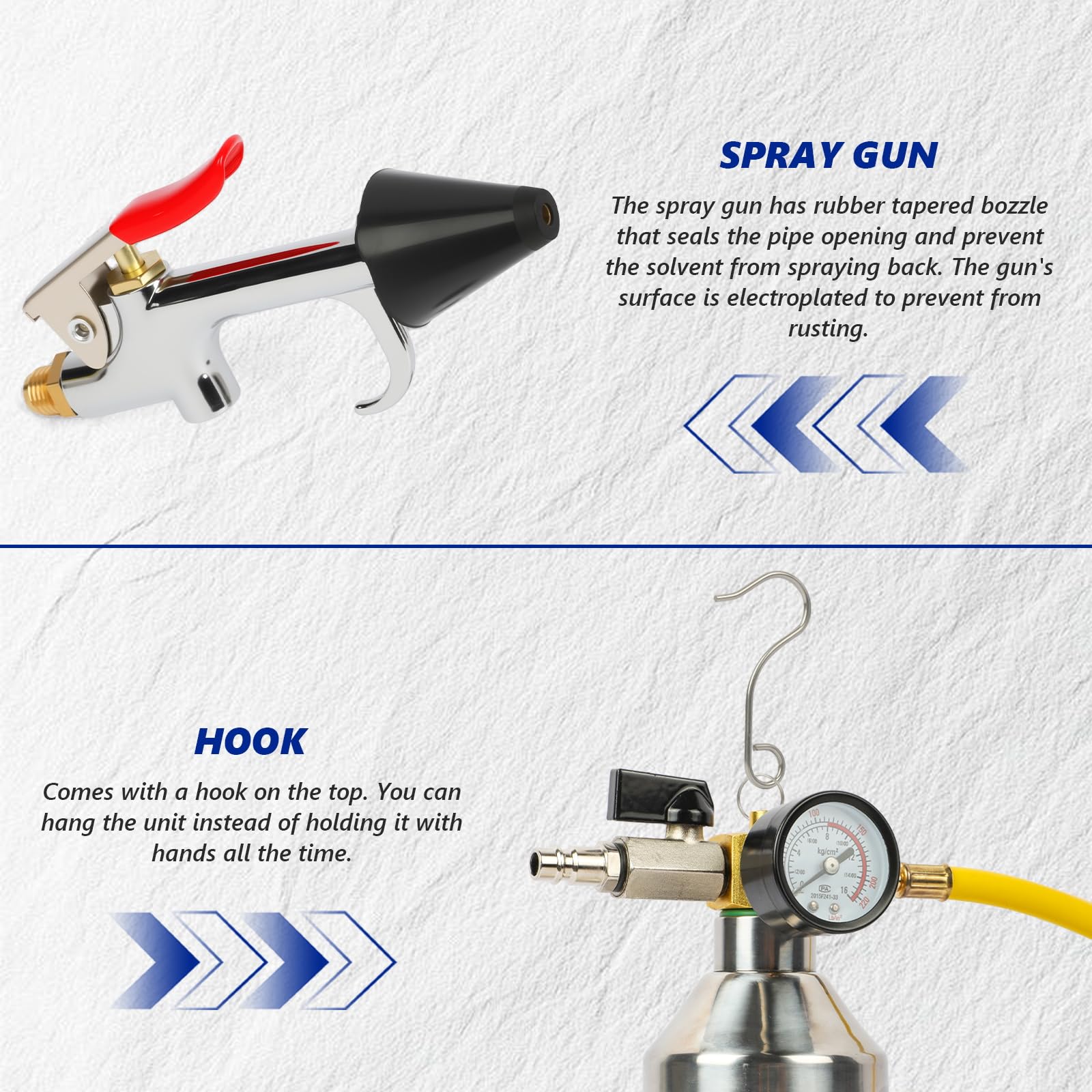 MRCARTOOL Kit di aria condizionata AC per auto, set di strumenti per aria condizionata A/C, con manometro e tubo da 1 m, HVAC Flush Kit per auto
