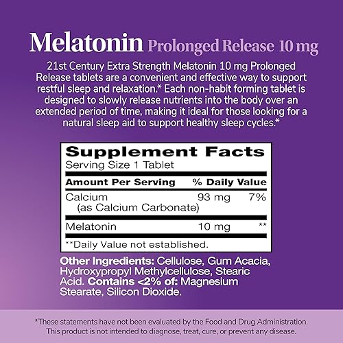 Miniatura 12 de 21st Century Melatonina 10 mg de liberación prolongada, 120