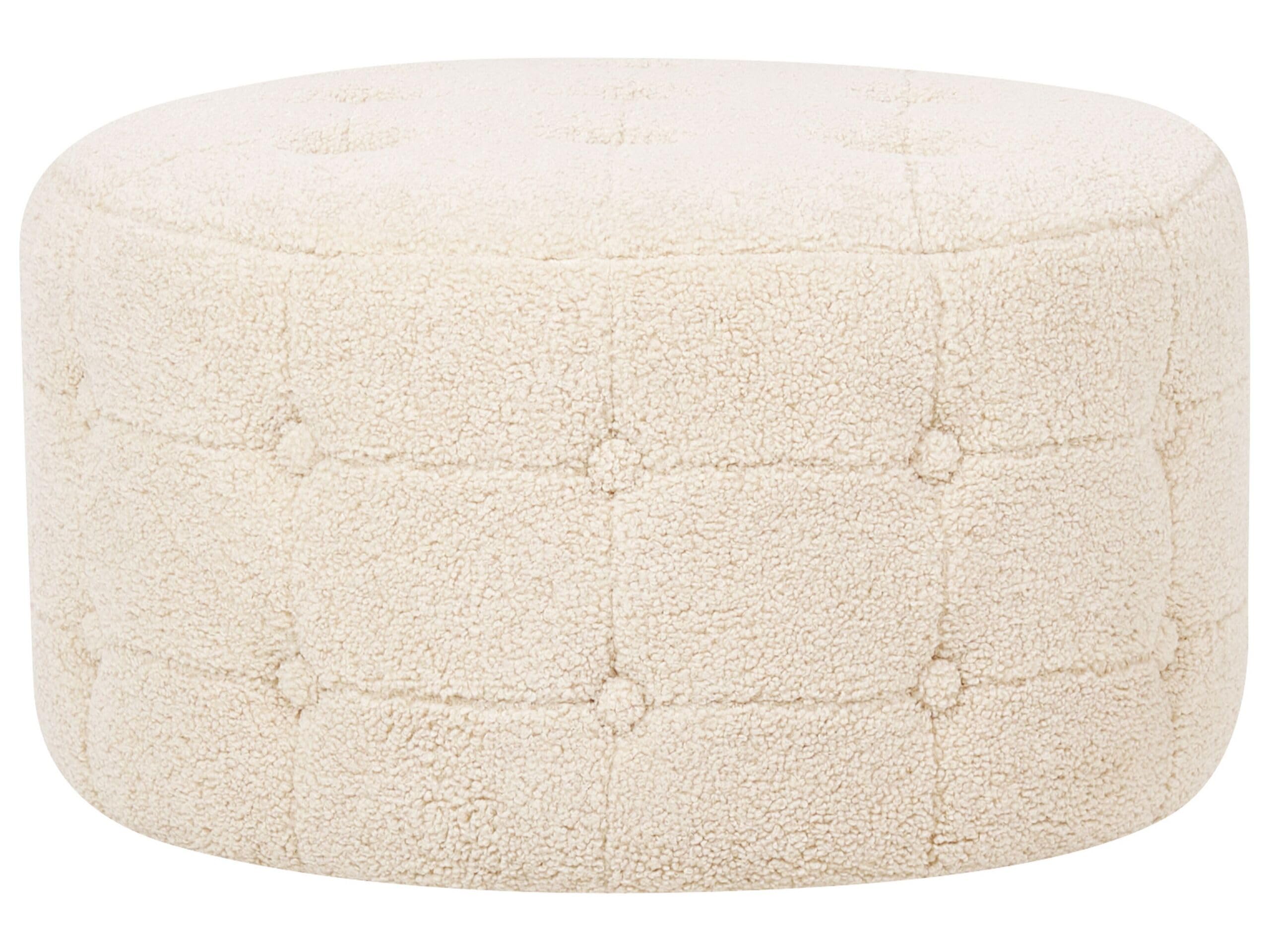 Tampa Pouf Bouclé Beige – Chesterfield-Stil