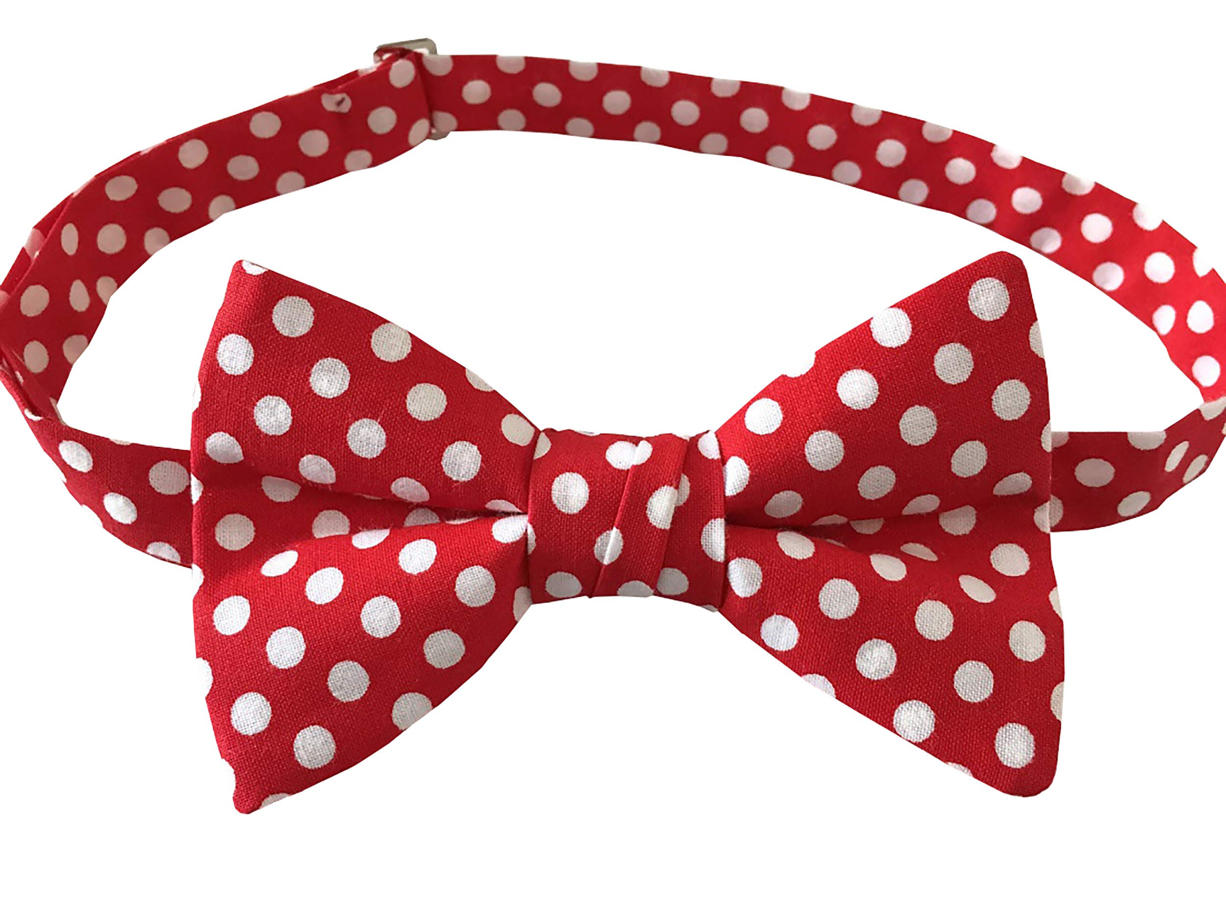 Papillon da uomo prelegato fatto a mano a pois rossi e bianchi, Rosso e bianco., Uomini