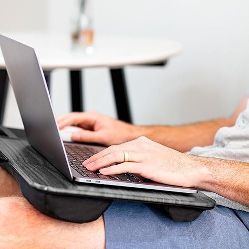 Miniatura 80 de LAPGEAR - Escritorio de regazo para oficina en casa con repisa para dispositivos, alfombrilla de mouse y soporte para teléfono, carbón plateado, se