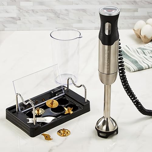 BergHOFF X5 Pro - Procesador de alimentos portátil de acero inoxidable con 5 cuchillas multifuncionales, 1000 W, 18000 RPM, expandible de 13 pies,