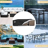 Vista 7 de AKEfit Fundas para Muebles de Patio, 500D Impermeable de Servicio Pesado para Mesa de Patio Cuadrada y Rectangular para Exteriores y Fundas de Negro