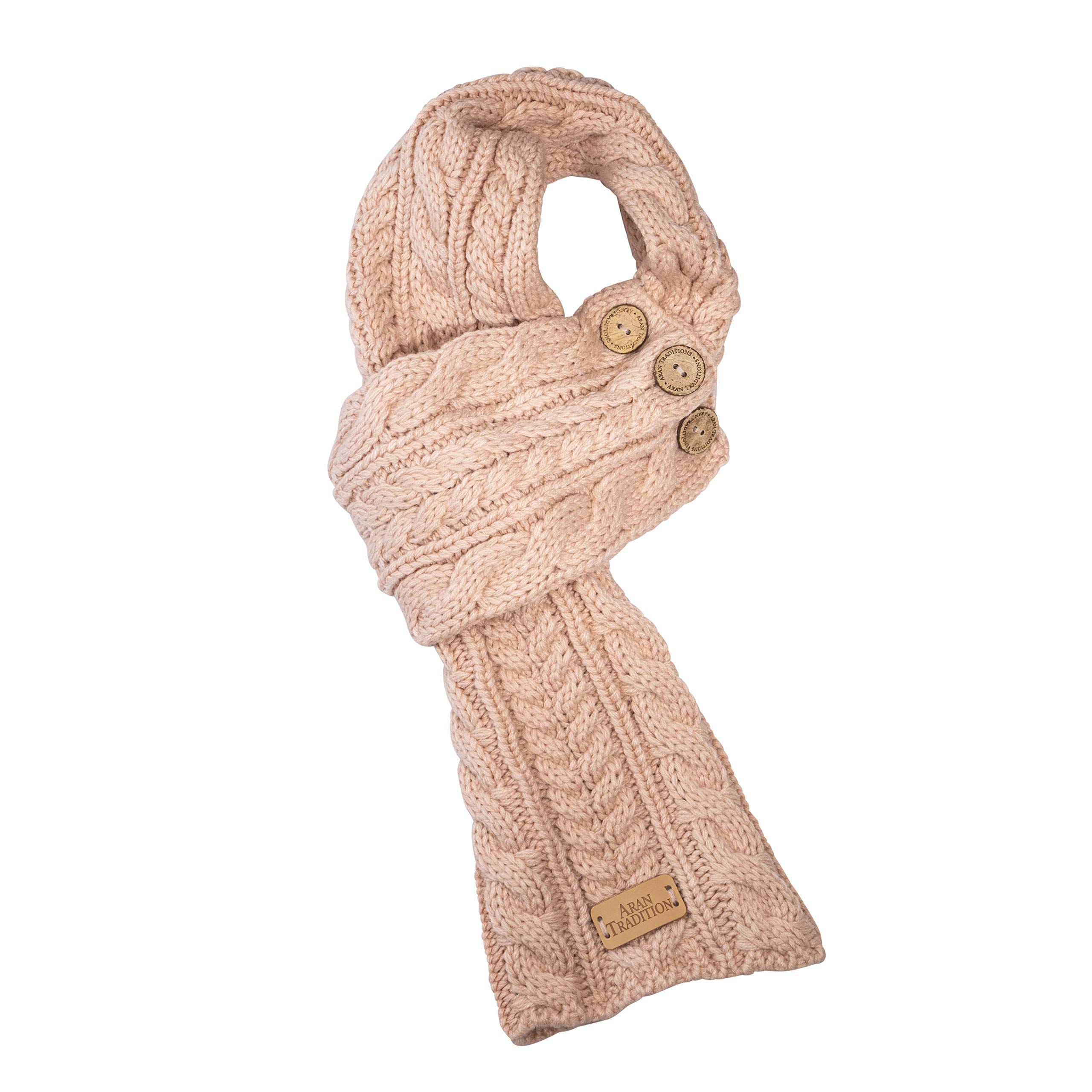 Aran Traditions Cable Knit Wrap Button Scarf (Blush)