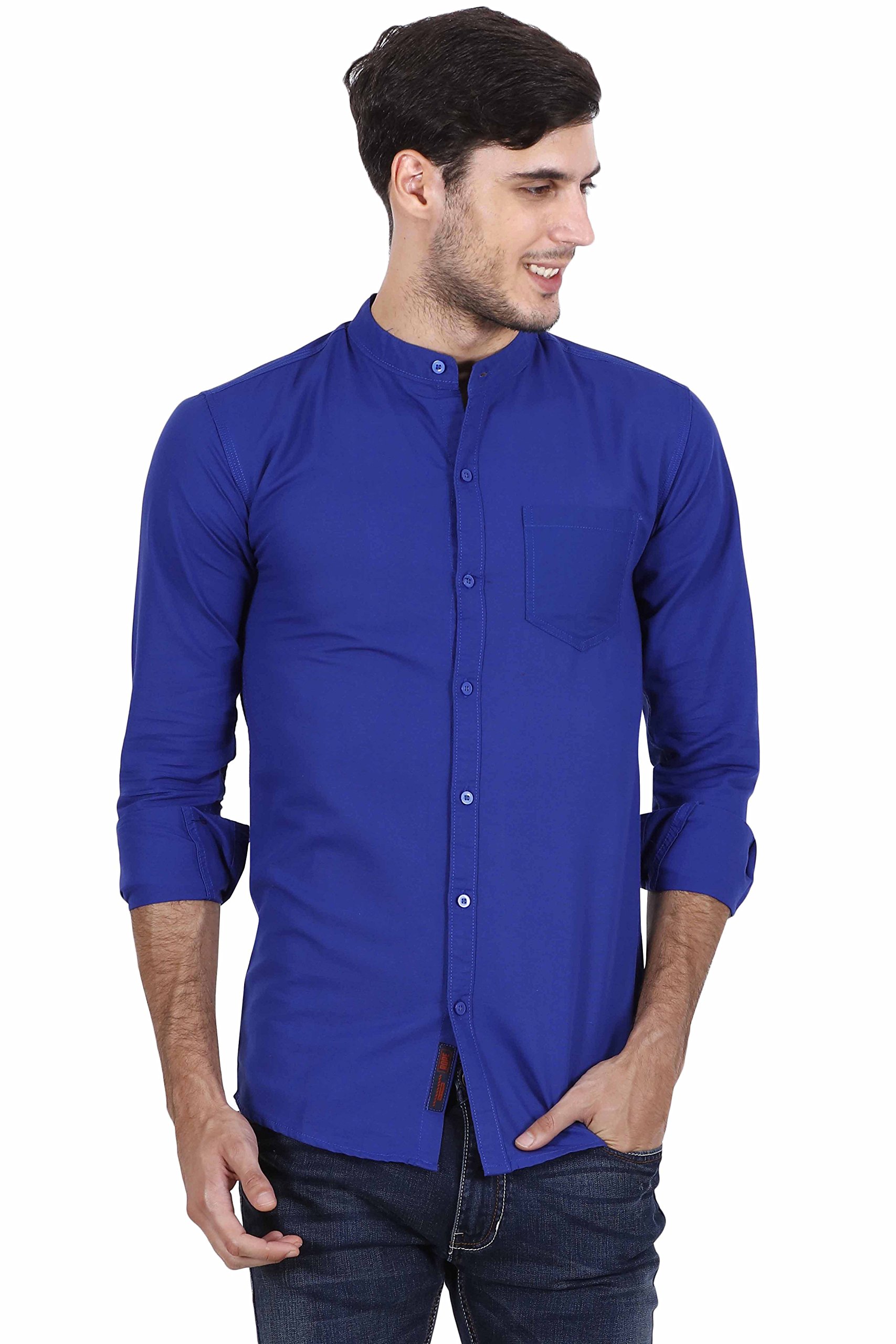 Rope Men's Solid Casual Blue Shirt (ROPEMC-RB-M)