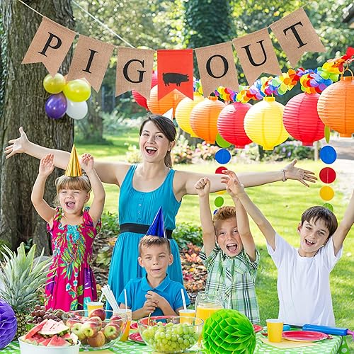 Miniatura 2 de NUOBESTY Banner de fiesta con forma de cerdo, guirnalda de cola de golondrina, pancarta de arpillera para colgar en la pared, decoración para