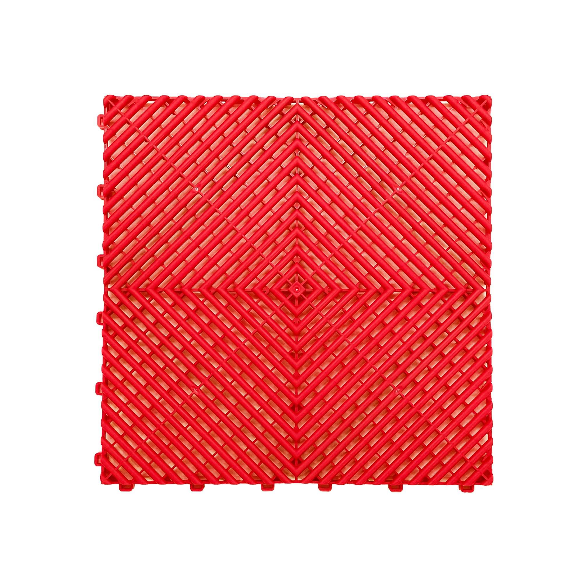 Nicoman Durable Garage Saunas Marquee Hot Tub Outdoor Camping Floor Tile | Drainage Channels, Heavy Duty |Red (9 TILES)