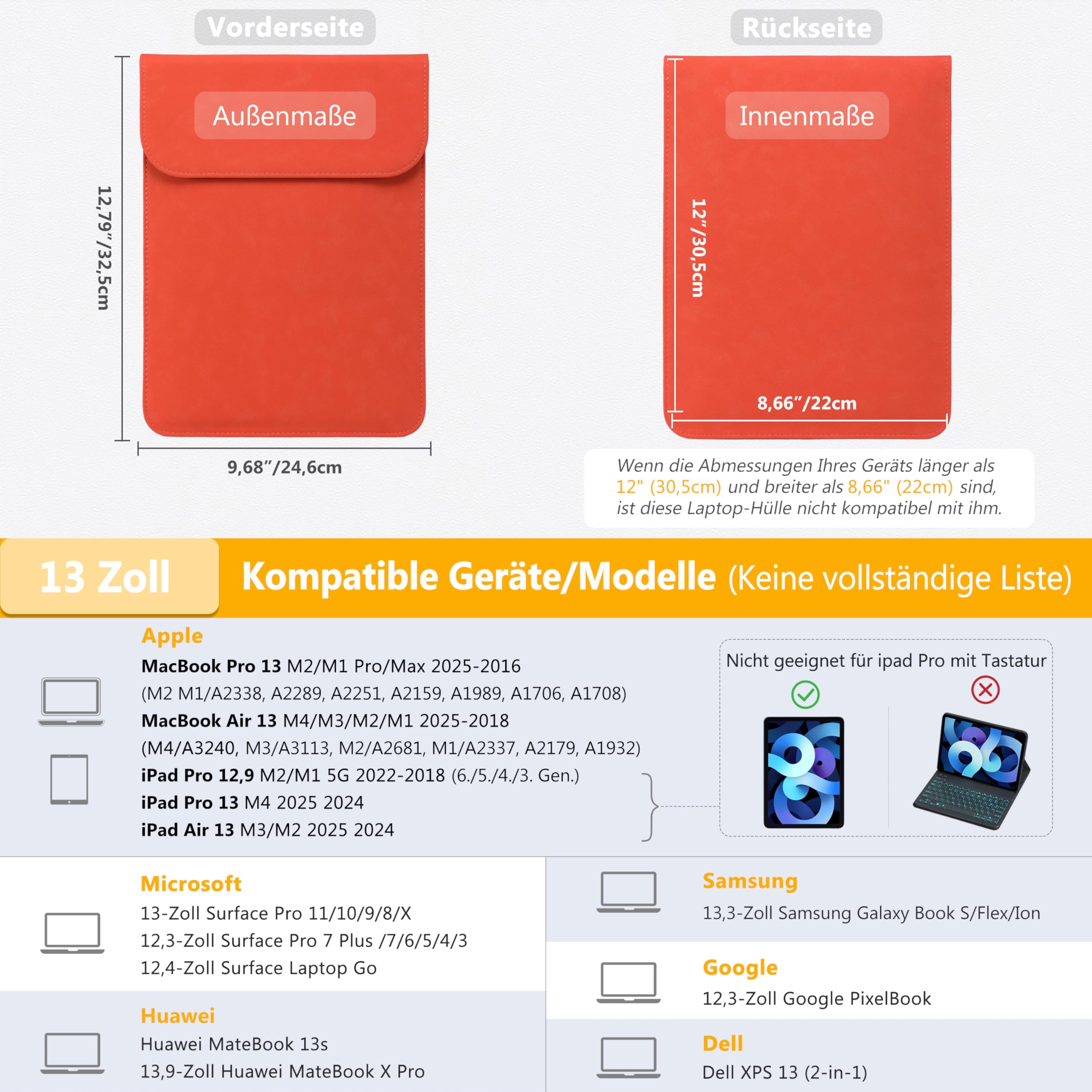 Amazon.co.jp: HYZUO 13インチ ラップトップスリーブケース PC