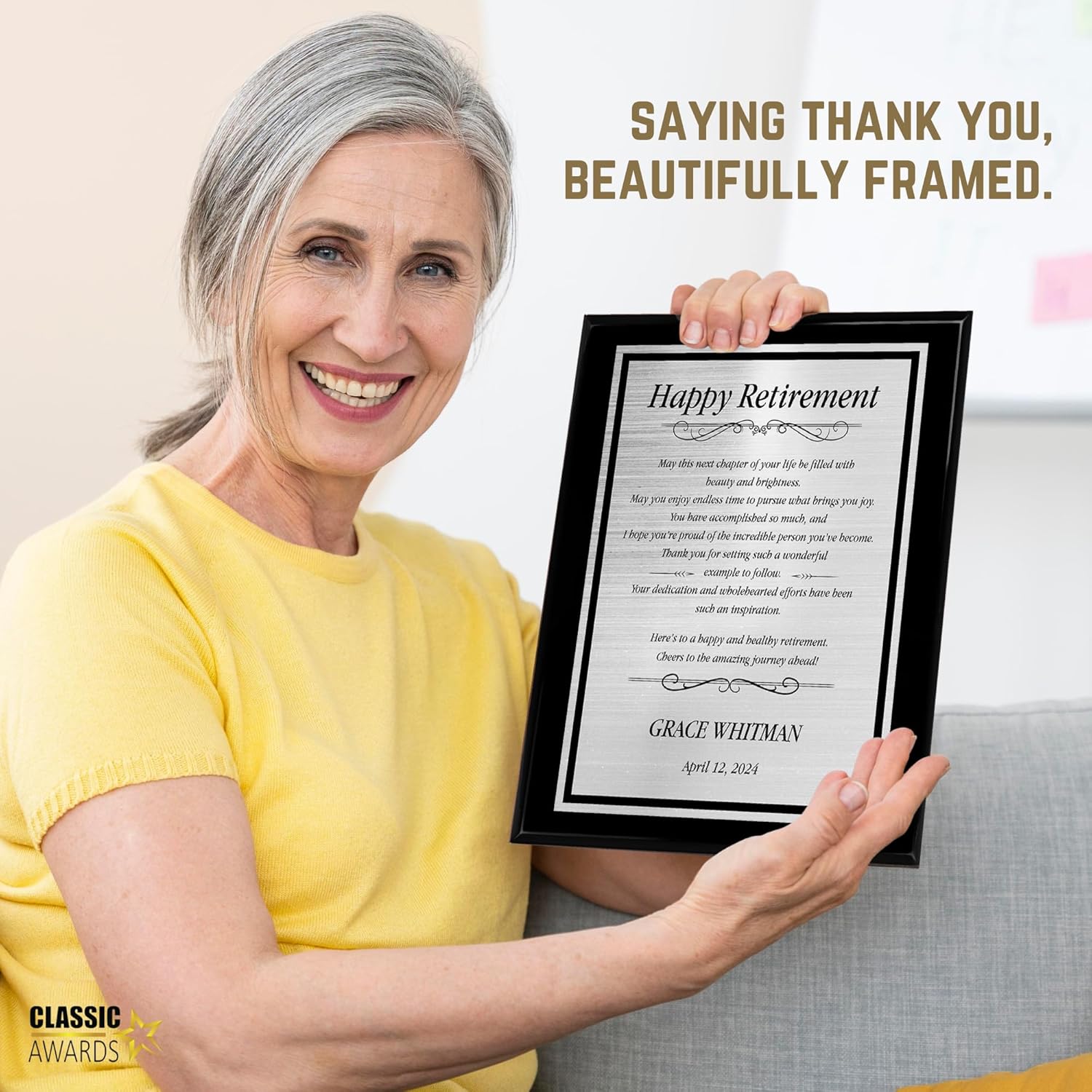 Custom Retirement Plaque for Service Recognition - Retirement Gifts for Men and Women - Happy Retirement Gifts and Award Plaque for Boss, Teacher, Coworker, Employees (Happy Retirement, 8" X 10")