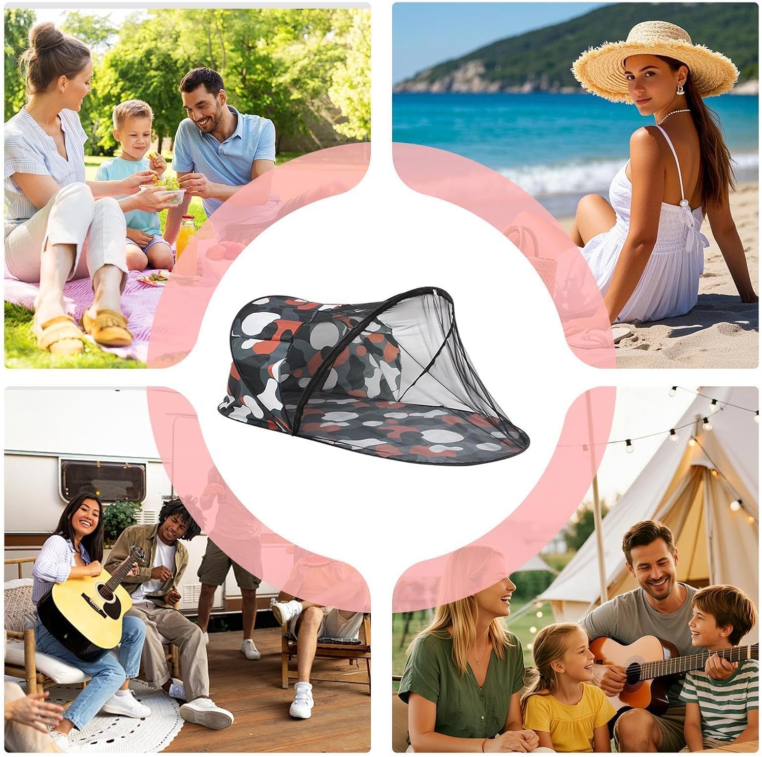 Camping Tent,Folding Breathable Quick-Opening Portable Tent | Easy Setting Up Protection Net | for Indoor Outdoor Garden Yard Backyard Home Bed Ground Travel Trip Camping
