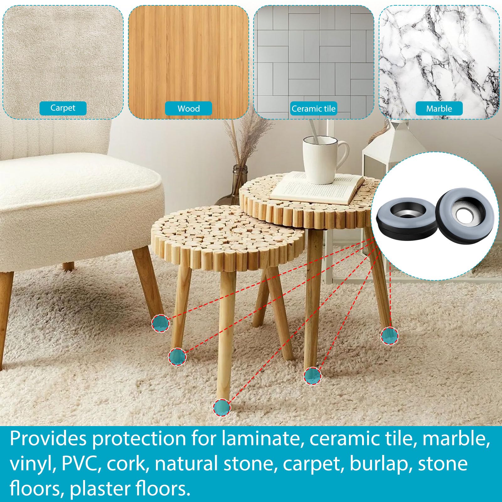 TXErfolg Protectores De Teflón Para Atornillar, 48 Unidades, 22 Mm