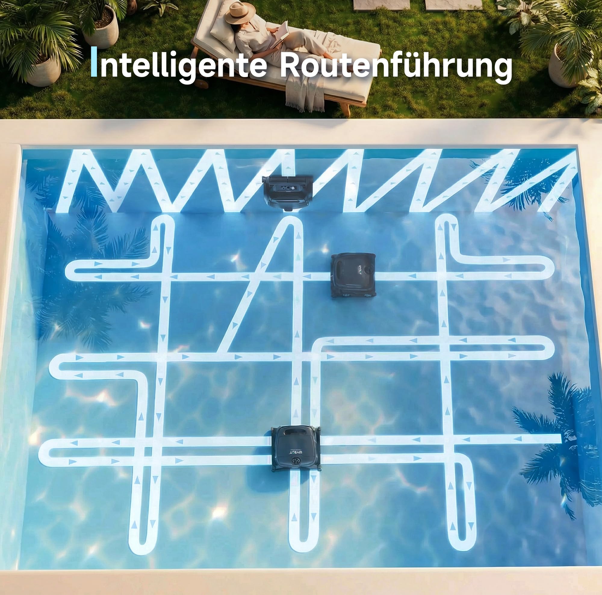 WYBOT B1 Akku-Poolroboter für kleine Pools, Leichter intelligenter Poolreinigungsroboter mit App-Steuerung, Wand- und Bodenabdeckung, Zwei Seitenbürsten, bis zu 100 Minuten Laufzeit, Schwarz-Grün