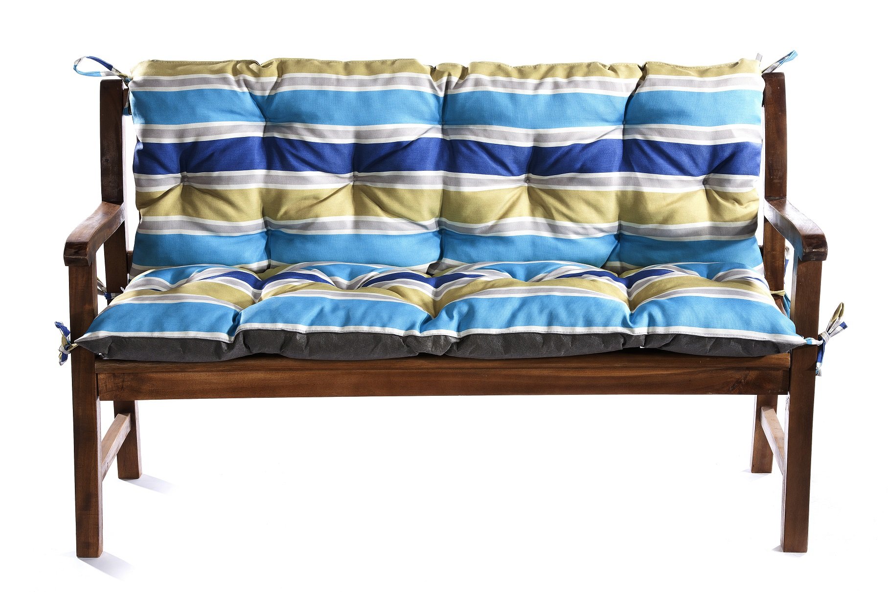Gutekissen® Cuscino per panchina, Cuscino per seduta, Cuscino per schienale, Cuscino da giardino, Altalena da giardino, Mobili da giardino L (130x60x50, Giallo-blu 1)