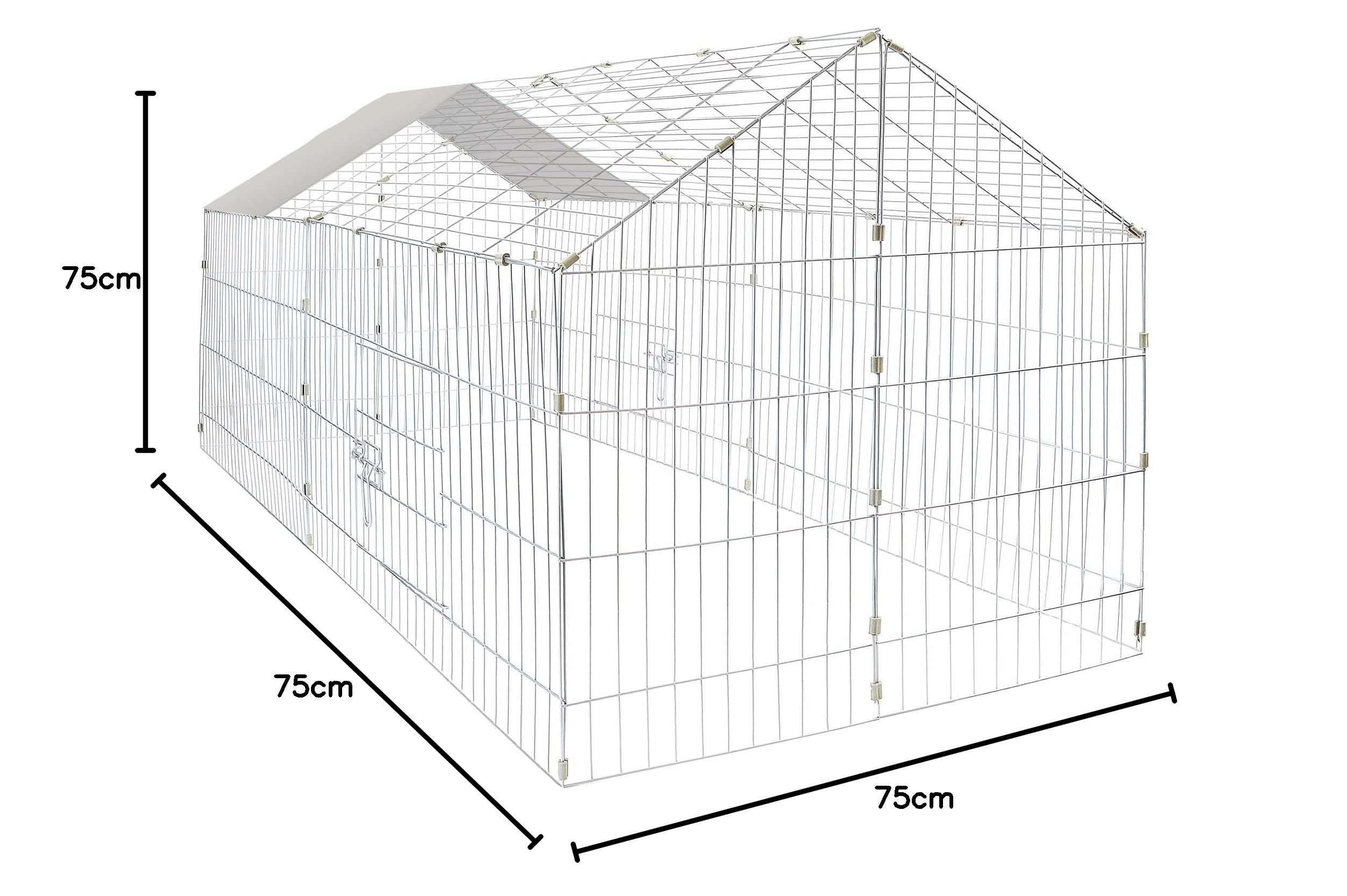 Wiltec Enclos pour Petits Animaux 1800x750x750 mm Acier Clôture avec Toit Grillagé