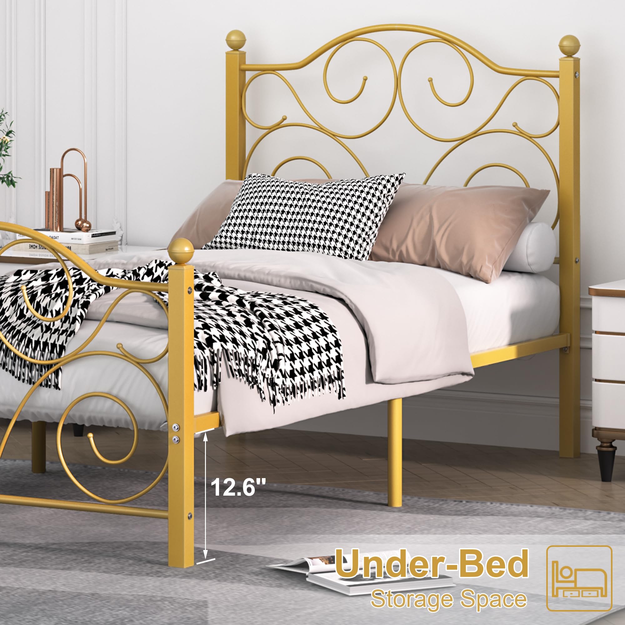 Amazon｜VECELO ベッドフレーム ツインサイズ ヘッドボードと