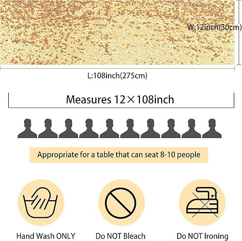 Miniatura 3 de Paquete de 12 caminos de mesa de lentejuelas color dorado champán de 12 x 108 pulgadas con purpurina para cumpleaños, boda, compromiso, despedida de