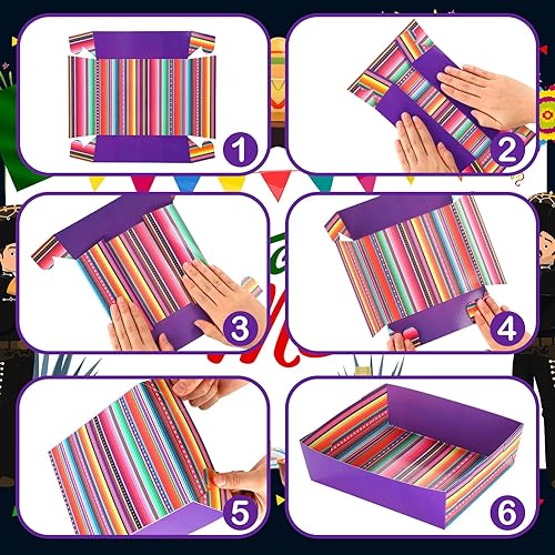 Miniatura 5 de Harloon Paquete de 36 bandejas de papel para fiestas mexicanas de 5 libras, nachos grandes, bandejas de papel para fiestas, hamburguesas, papas