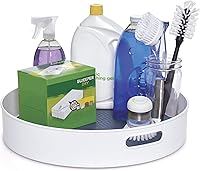 Vista 15 de Copco 5234758 - Bandeja giratoria antideslizante para despensa, 2 niveles, 12 pulgadas, color blanco y azul aqua