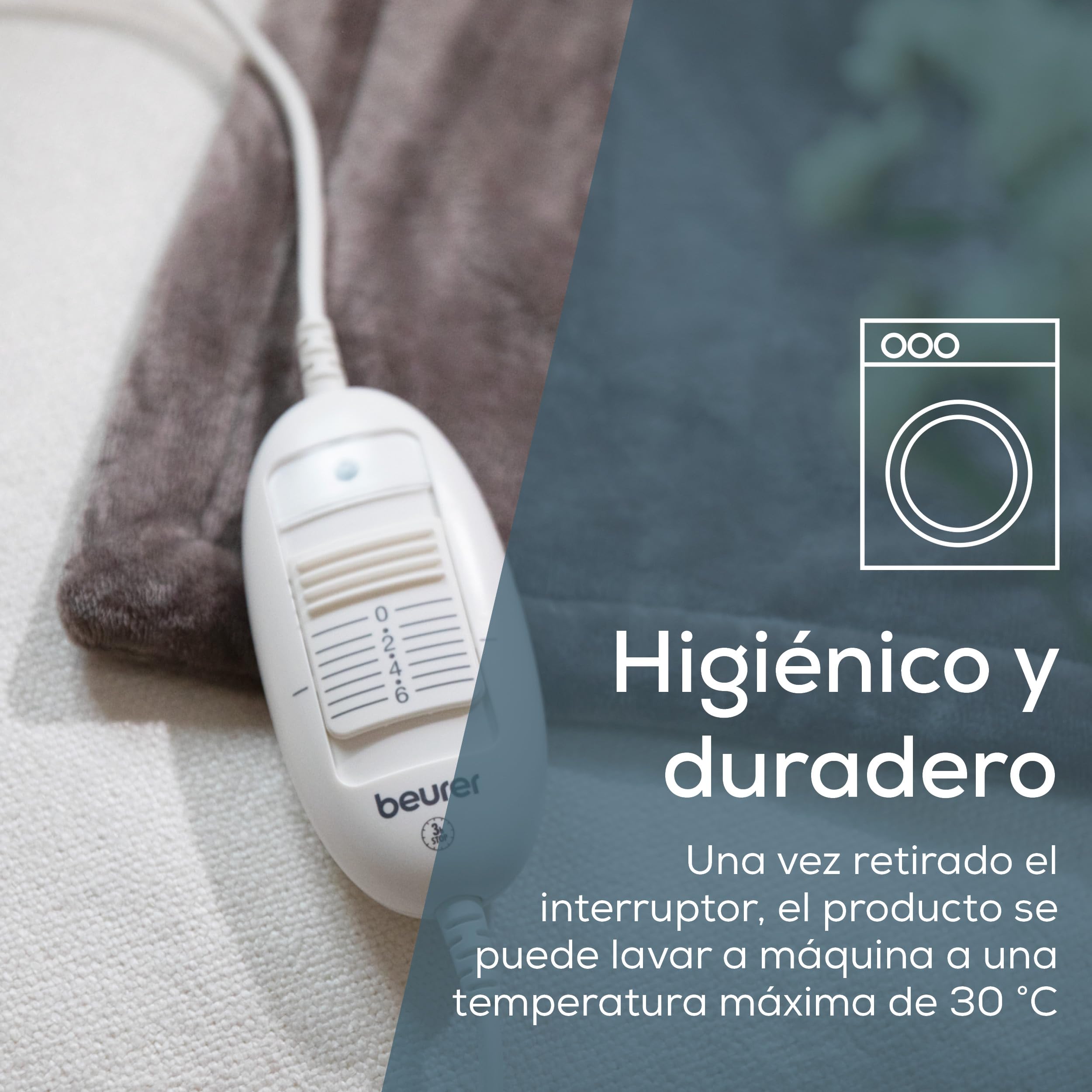 Beurer HD 75 Manta eléctrica, acogedora manta térmica con 6 ajustes de temperatura, sistema de seguridad y desconexión automática, lavable a máquina, color topo, 180 x 130 cm