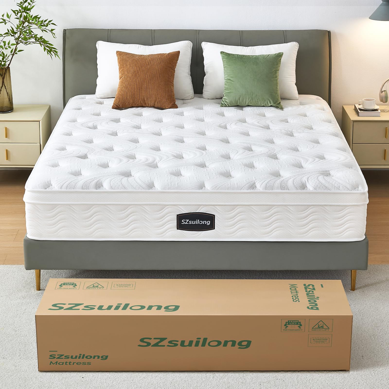 SZsuilong Matelas 140x190, 29 cm Épaisseur H3 H4 Matelas Hybride avec Memoire de Forme et Ressorts Ensachés Indépendants, Haute Resilience 7 Zones Parfait Soutien Ultra Respirante Certifié Oeko-Tex