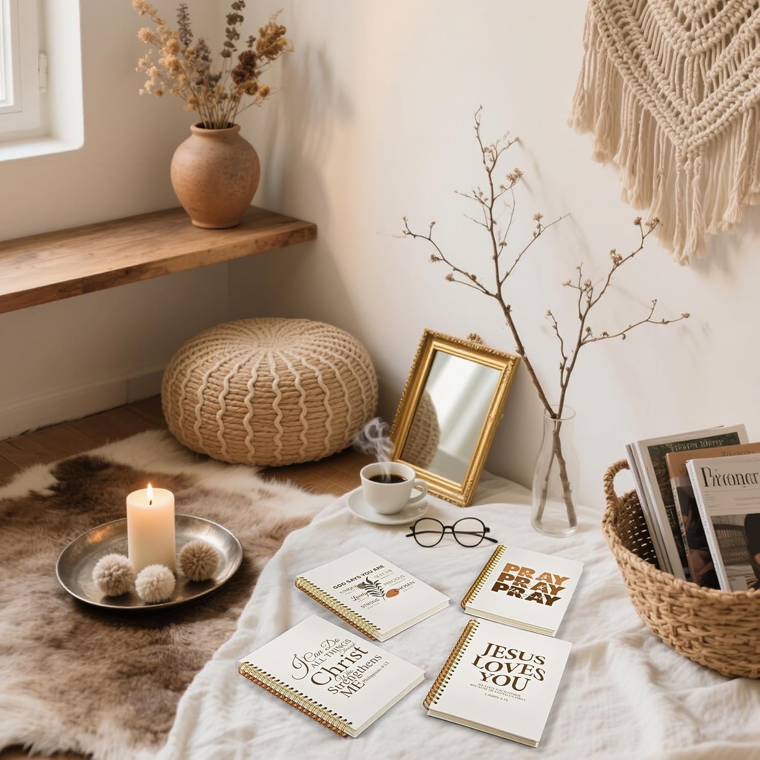 4 Pcs Christian Notebooks Journal for Women Bible Journaling Notebook 5.5 x 8.3 Inch Spiral Prayer Journal Gifts with Bible Verses for Note Taking Religious Inspirational Supplies - Image 4