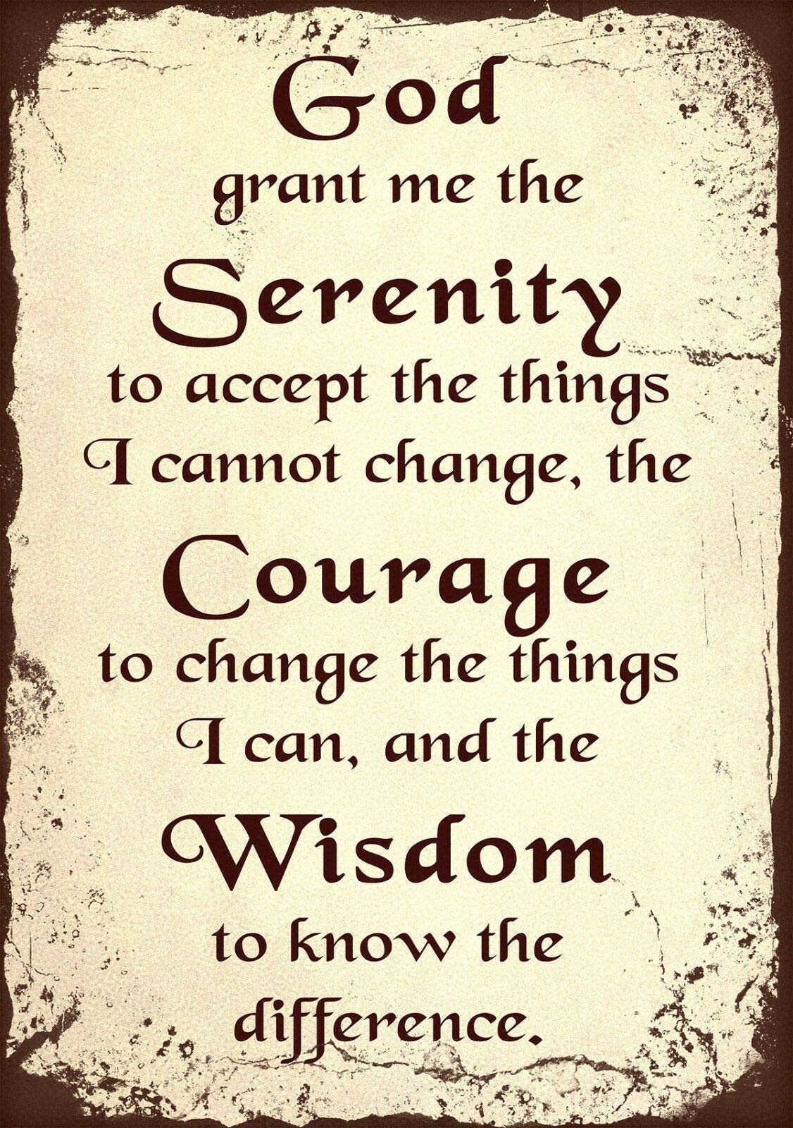 rayprint Serenity Prayer Motivational Door Metal Sign 8x12in/retro Home Kitchen Office Wall Decor Bar Pub Art
