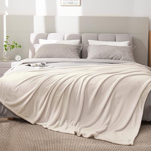 Miniatura 8 de BEDELITE Mantas de forro polar, tamaño Queen, color beige, para cama y sofá, manta mullida y acogedora, súper suave y cálida para otoño e invierno