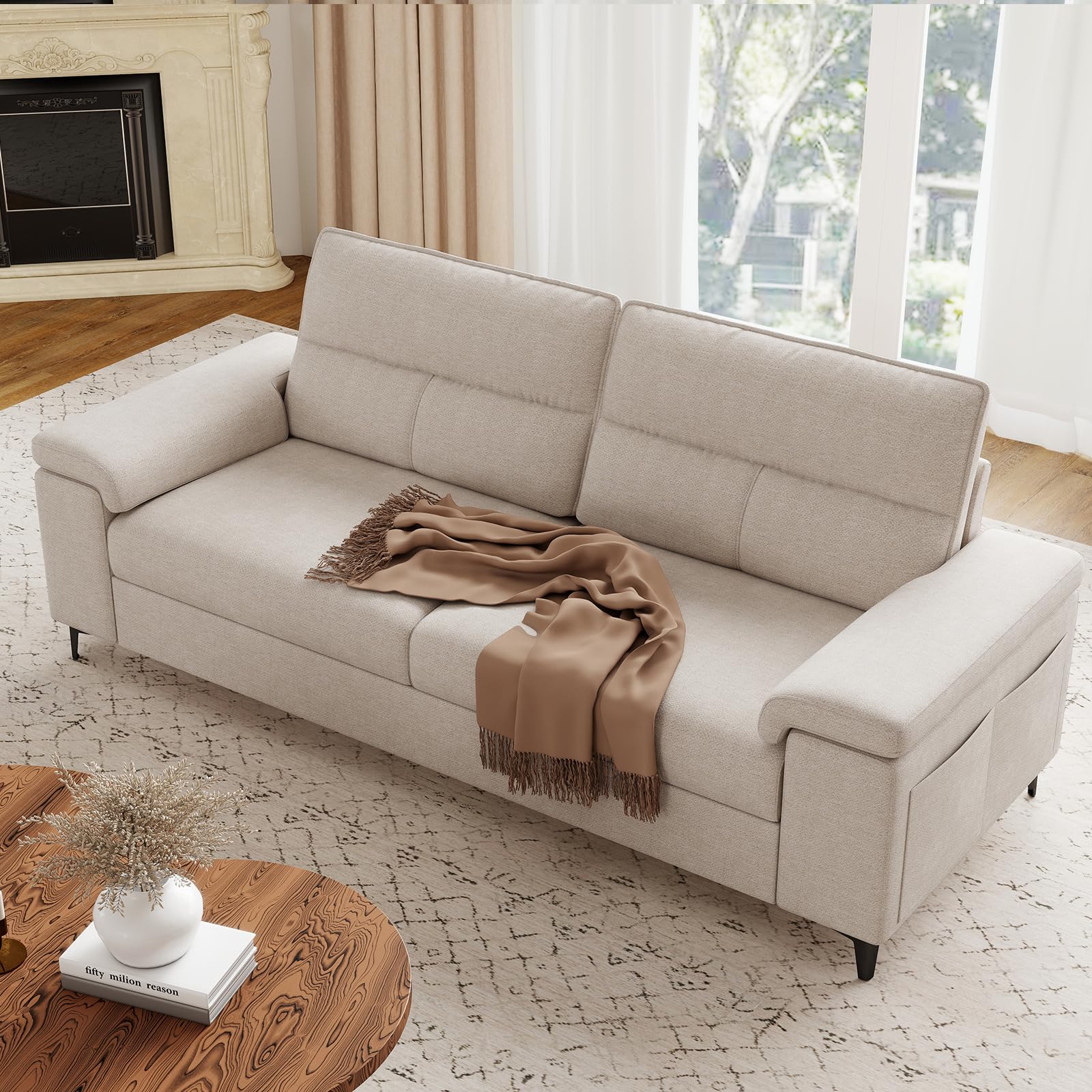 Upvilla 88.97 Modern Couch Beige