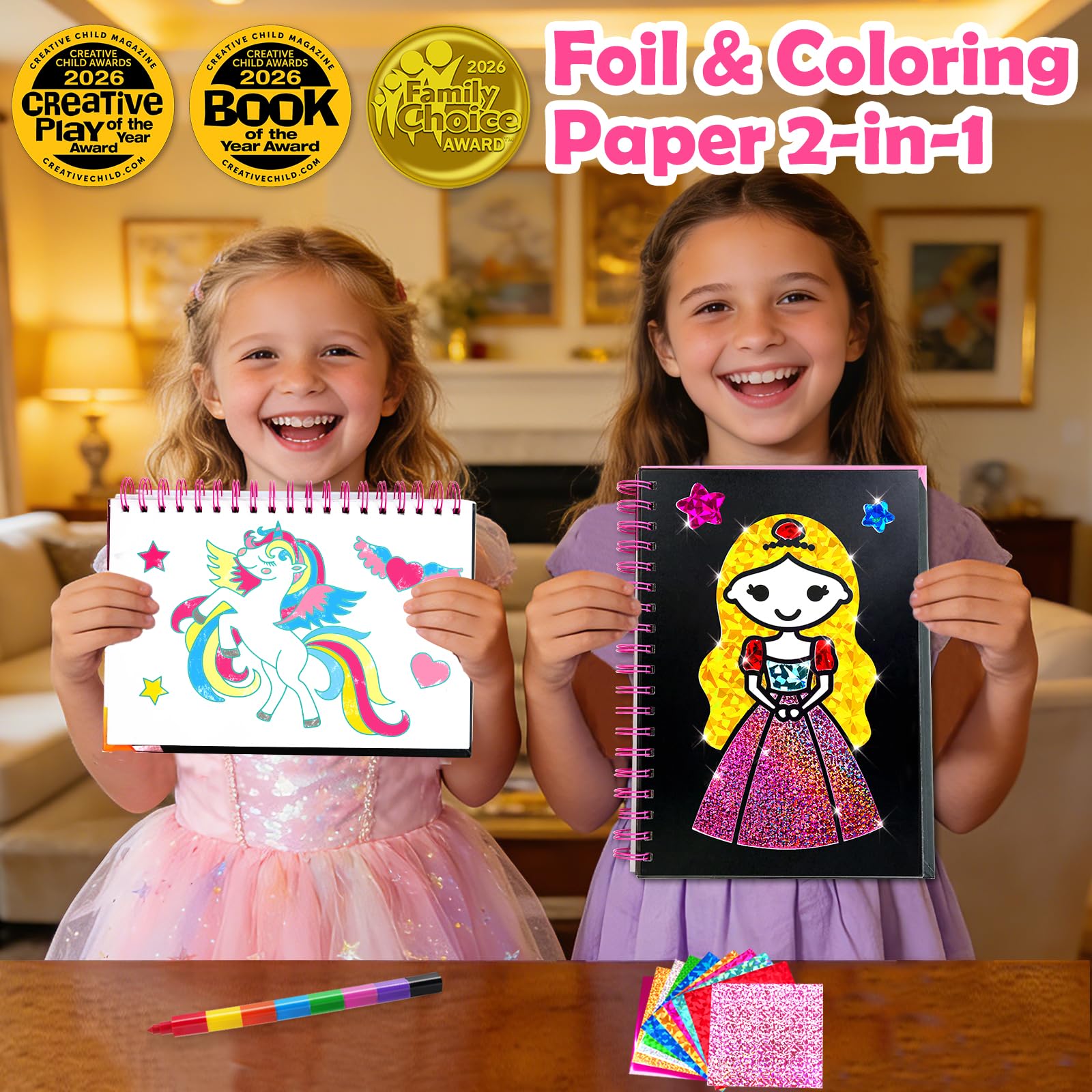 FUNNYB&G Manualidades infantiles con foil, Creativo Kit Manualidades niños, Juguete Niña Regalos Para de 3 4 5 6 7 8 9 12 Años Niño cumpleaños (Princesa) — view 2