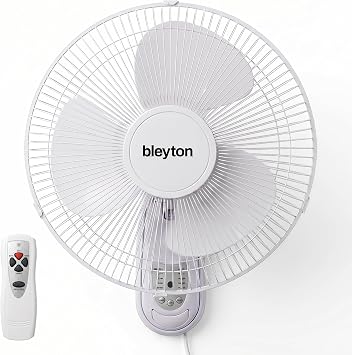 BLEYTON SHADOW Silent Wall Fan with Remote Control White 40W | Remote Control Fan 3 Speeds Timer and 3 Operating Modes | Horizontal 180  and Vertical Oscillation