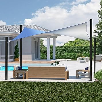 Coolaroo DualShade Ready-to-Hang Shade Sail - 95% UV Block, Iridescent Two-Tone Sun Shade with Pre-Attached Ropes, Lightweight Breathable Fabric, 12 ft x 8 ft Rectangle, Santorini