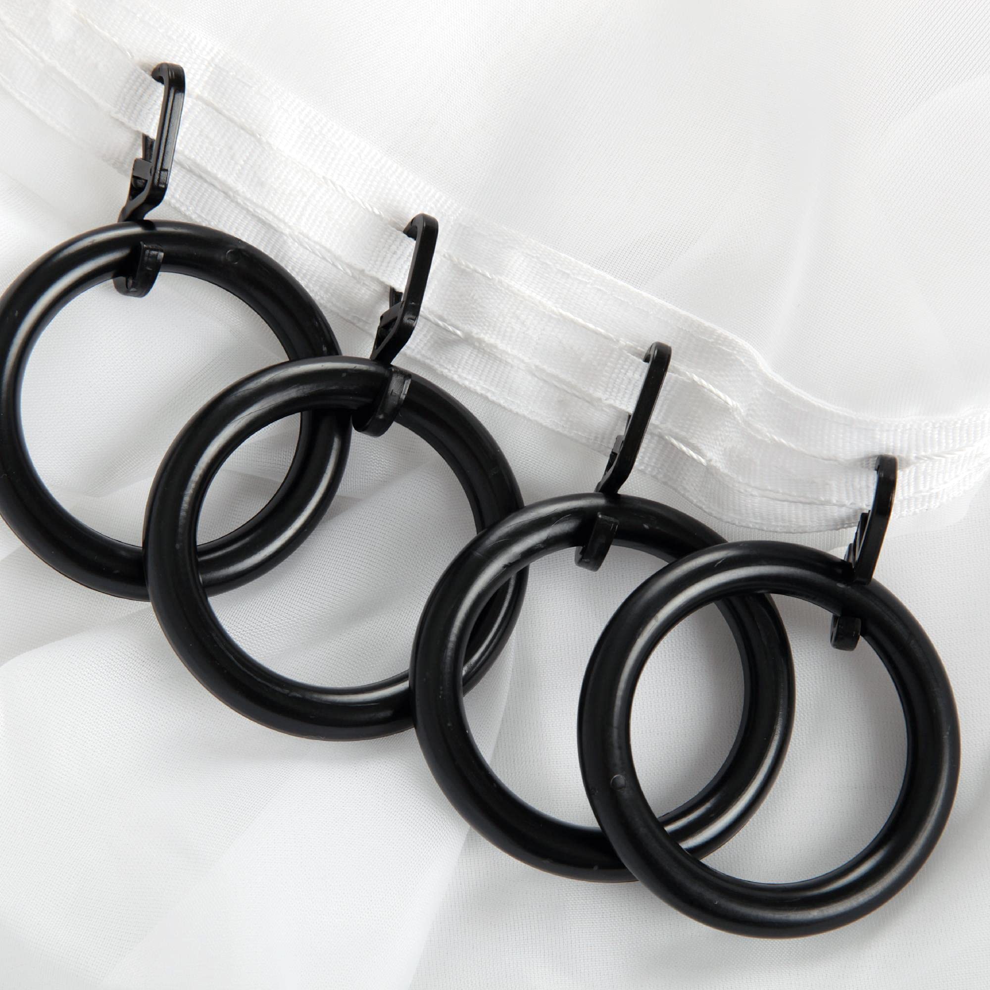 Bestlivings Gordijnringen zwart 40mm (binnendiameter voor gordijnroedes tot 28mm incl. vouwhaken, voor gordijnen en gordijnen, 40 stuks
