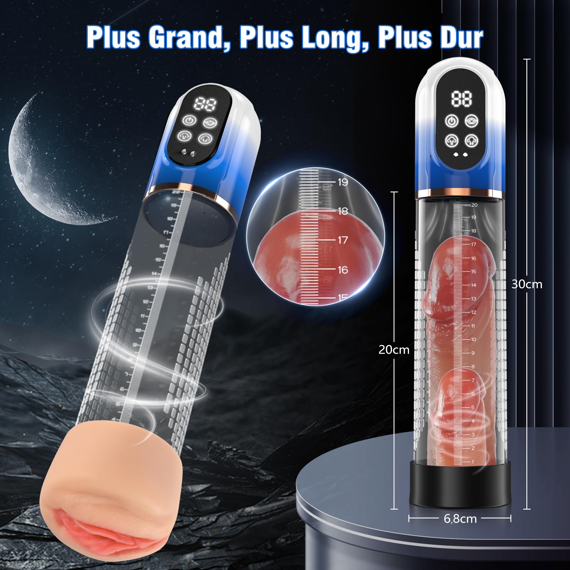 HIVEFUN Sextoyse Homme Sex Pompe a Penis, Pompes à Pénis avec 4 modes de Succion et 3 Modes D'entraînement Automatique, IPX7 Étanche Sex Toys Jouet pour Homme Pompe Penis avec Vaginette Silicone