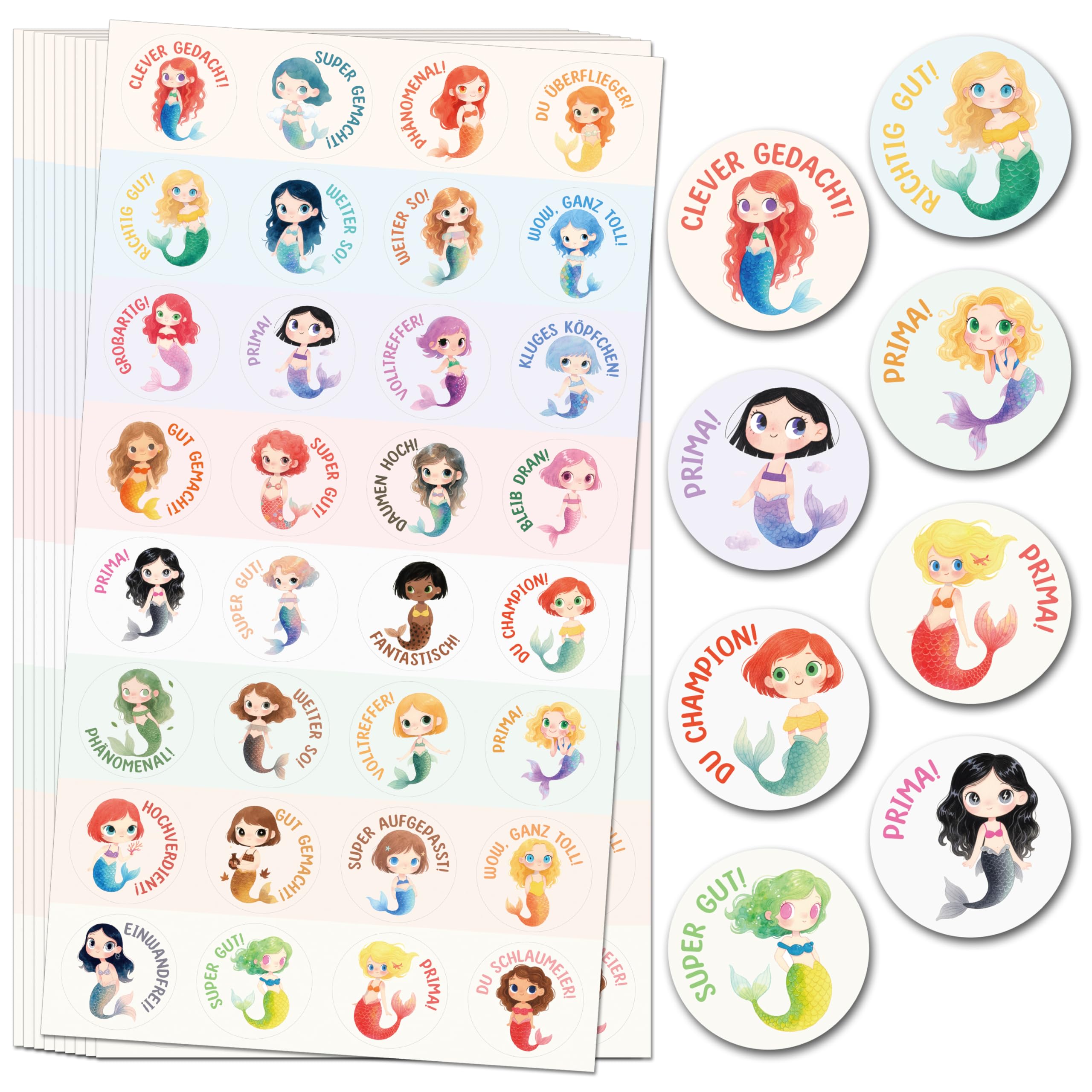 BIROYAL 1600 Stück Meerjungfrau Sticker - 50 Blätter Sticker