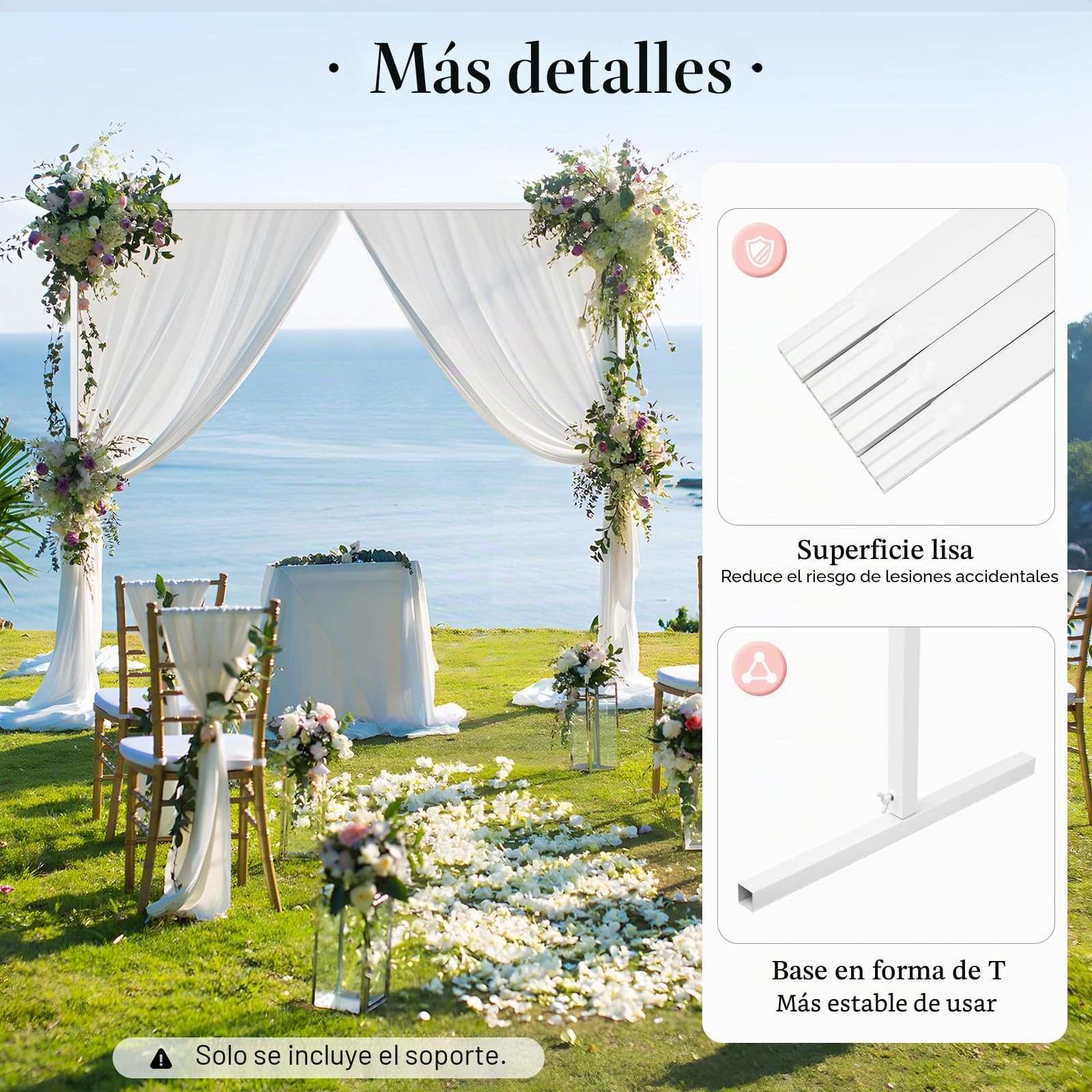 Estantería de flores de metal de 2m x 2m, kit de arco de boda para fondo con arco de globos, kit de soporte de arco de mesa de metal cuadrado para pérgola de jardín, arco de globos, arco de flores