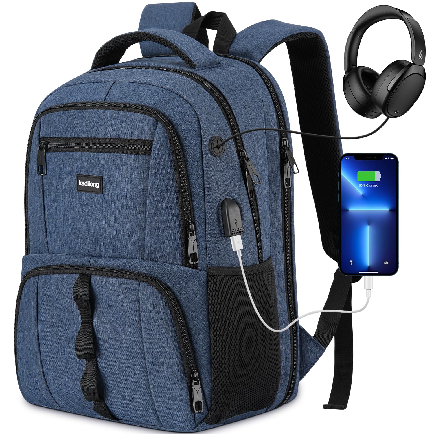 kadilong 17.3 Inch Laptop Backpack for Men,Anti Theft School Bookbag Sturdy for Boys Teenager Student High School College,Computer Knapsack Mochila