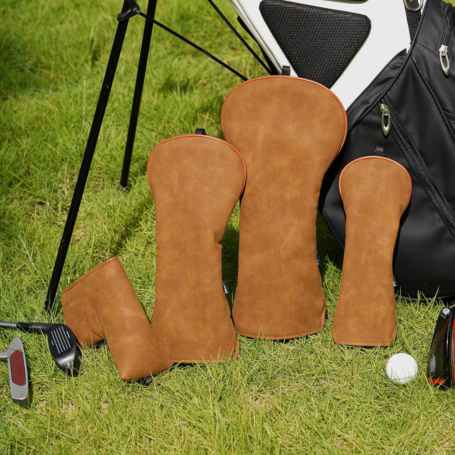 Craftsman Golf 3個または1個 素朴なヴィンテージブラウン マット ソフト 厚手 上品なゴルフヘッドカバー プロテクタ