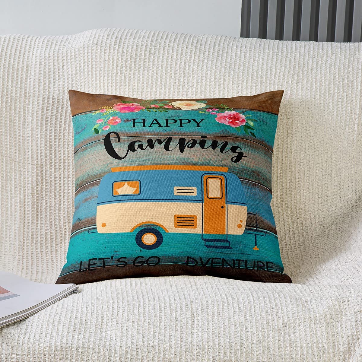 Burosev Federa morbida per cuscino con scritta Welcome Aboard, colore blu navy, con ancora a barca, decorazione per casa, camera da letto, divano, soggiorno (45,7 x 45,7 cm