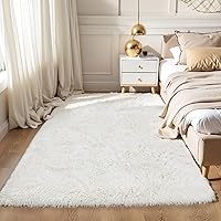 Vista 65 de Alfombras mullidas de 4 x 6 pies para dormitorio de niñas, alfombra de pelo largo lavable en arco iris para habitación de niños, guardería