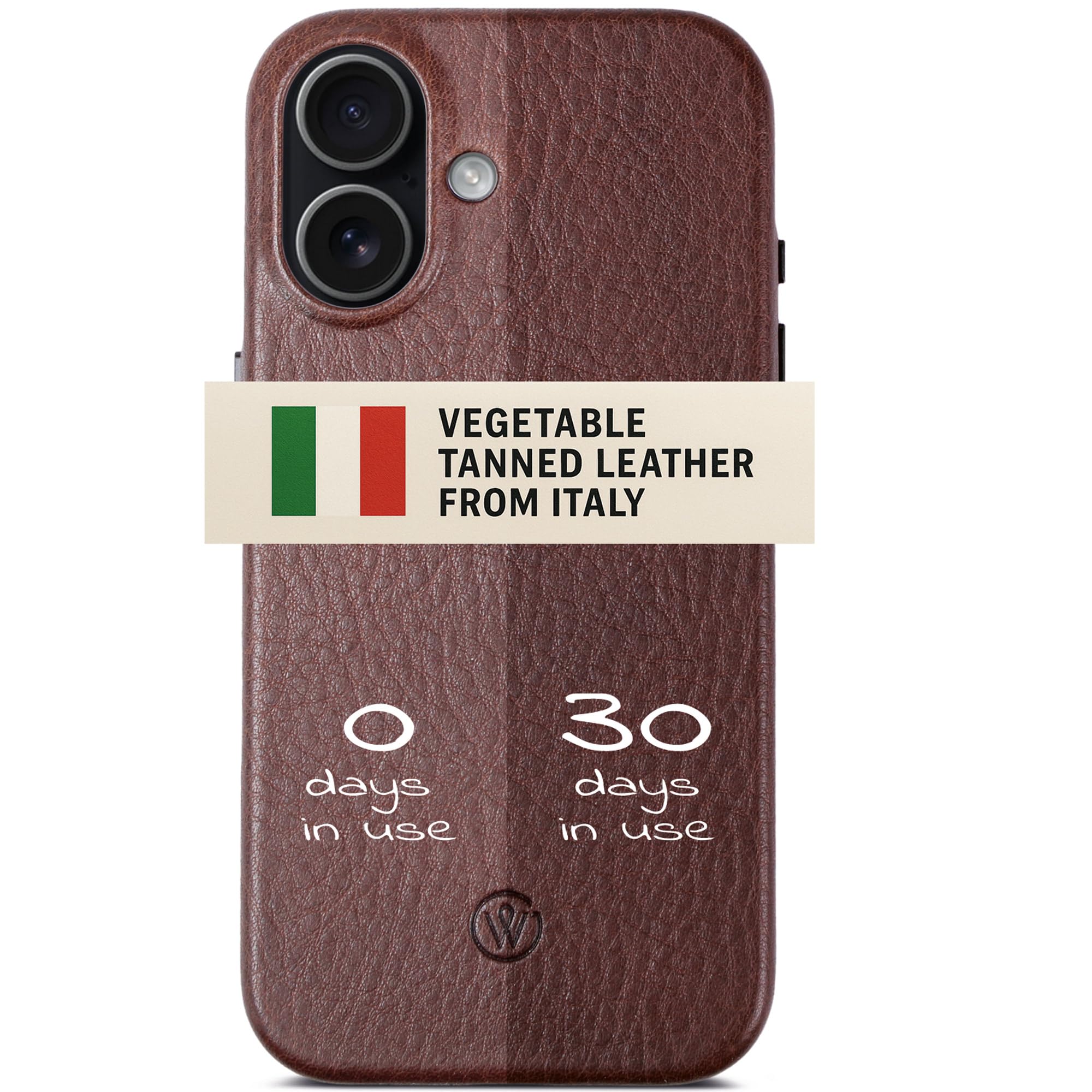 Lederhülle für iPhone 17 – Handmade Premium Case aus pflanzlich gegerbtem Echtleder, extra dünn, 360° Schutz, magnetisches Laden (Qi), (Chocolate, iPhone 17)