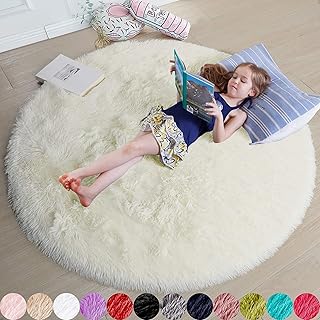 ラグ 円形ラグ カーペット シャギーラグ 洗える オールシーズン 滑り止め 抗菌防臭 防ダニ シャギーラグ 直径120cm 北欧 rug マイクロファイバーシャギー ラグマット 折り畳み 楕円 冬用 夏用 絨毯 リビング ラグ 丸型 マット (120cm, アイボリー)