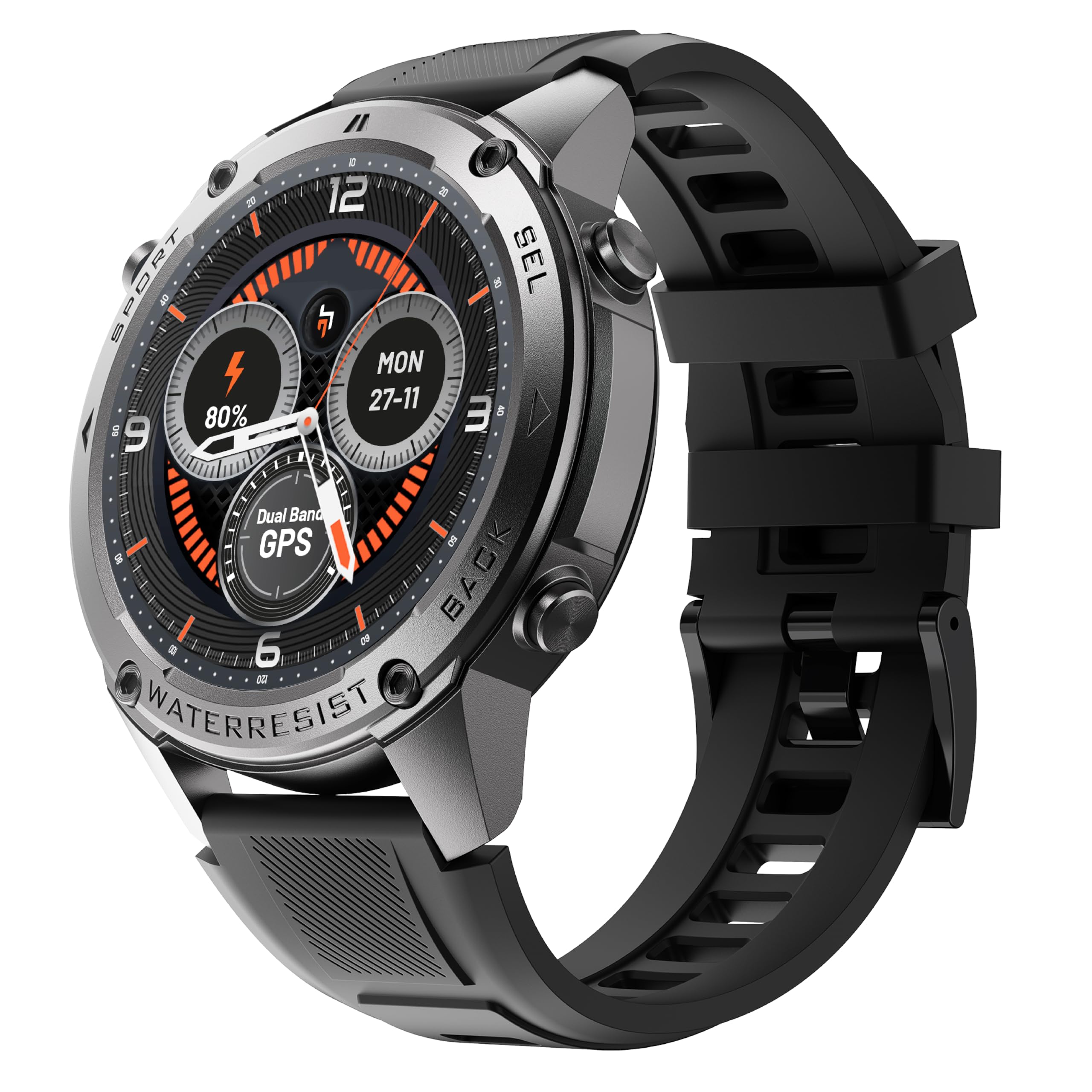 CrossBeats Armour Summit Premium Rugged Smart Watch Black - Image 1