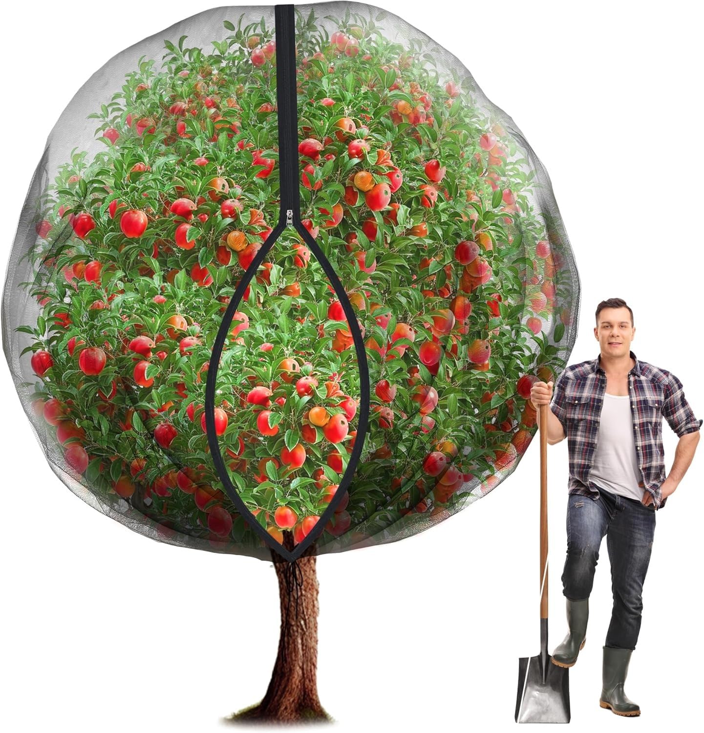 Red de árboles frutales grande con cremallera y cordón, malla transpirable, red de protección contra insectos para jardín, cubierta de plantas, protección para pájaros para proteger las frutas y