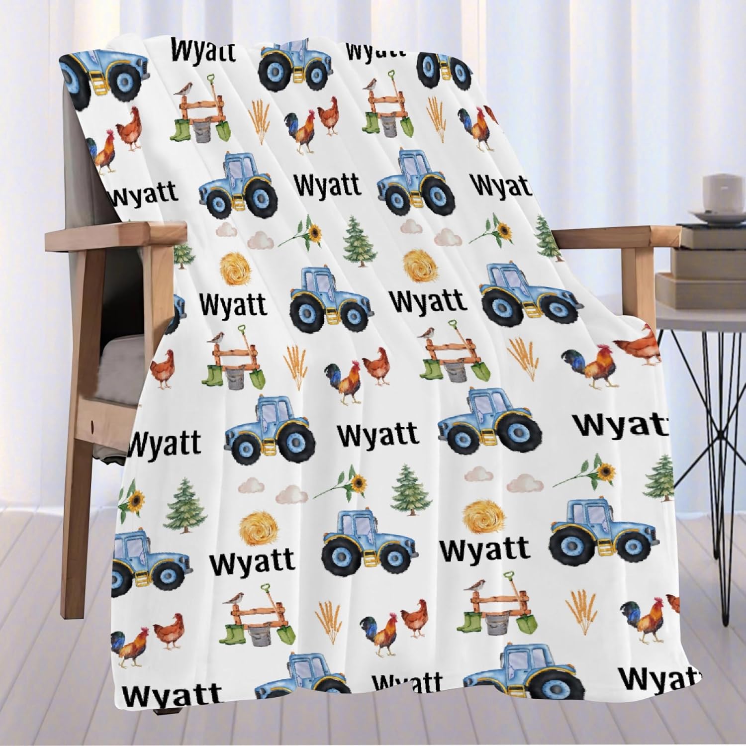 Custom Farm Tractor Personalized Baby Blanket, Soft Cozy Name Blanket for Kids Infant Toddler, Baby Gift for Birthday, 40"x50" Throw Size