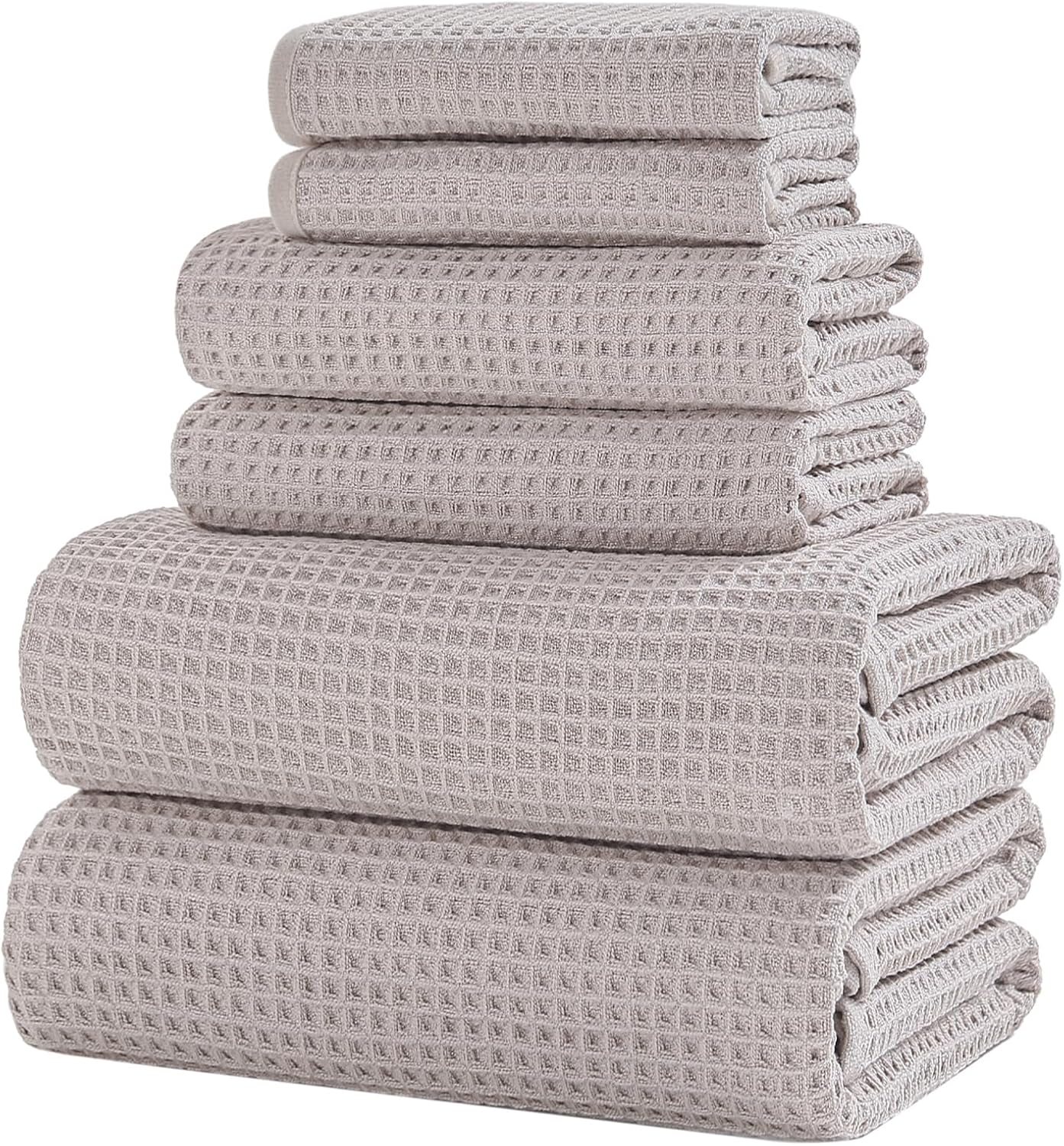 XIQ 40x80 Inch Oversized Bath Sheets Towels for Adults Waffle Weave Microfiber Extra Large Bath Towels for Bathroom(Beige,6PCS) Beige_6pcs Bath Sheets Set-6PCS