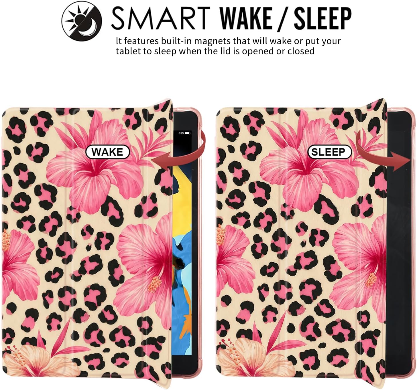 JOYLAND for iPad (A16) 11th Gen 11 Inch 2025,iPad 10th Generation Case 10.9" with Pencil Holder-Auto Wake/Sleep,Pink Leopard Print Floral Cover Anti-Scratch Shockproof Premium Folio Stand Case,Pink