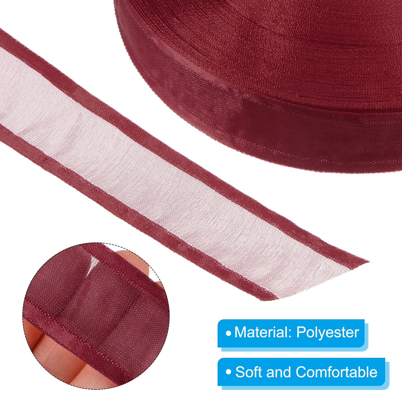 PATIKIL Nastro In Chiffon Con Filo Metallico – Organza Trasparente A Coda Di Pesce, 4 Cm X 9,1 M, Blu Chiaro