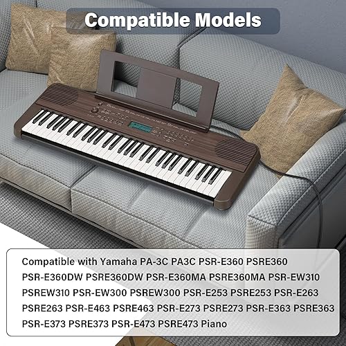 Miniatura 2 de Cable de alimentación de 12 V con certificación UL para Yamaha PA-3C PSR-E360 PSR-E360MA PSR-EW310 PSR-E253 PSR-E263 PSR-E273 Adaptador de CA de